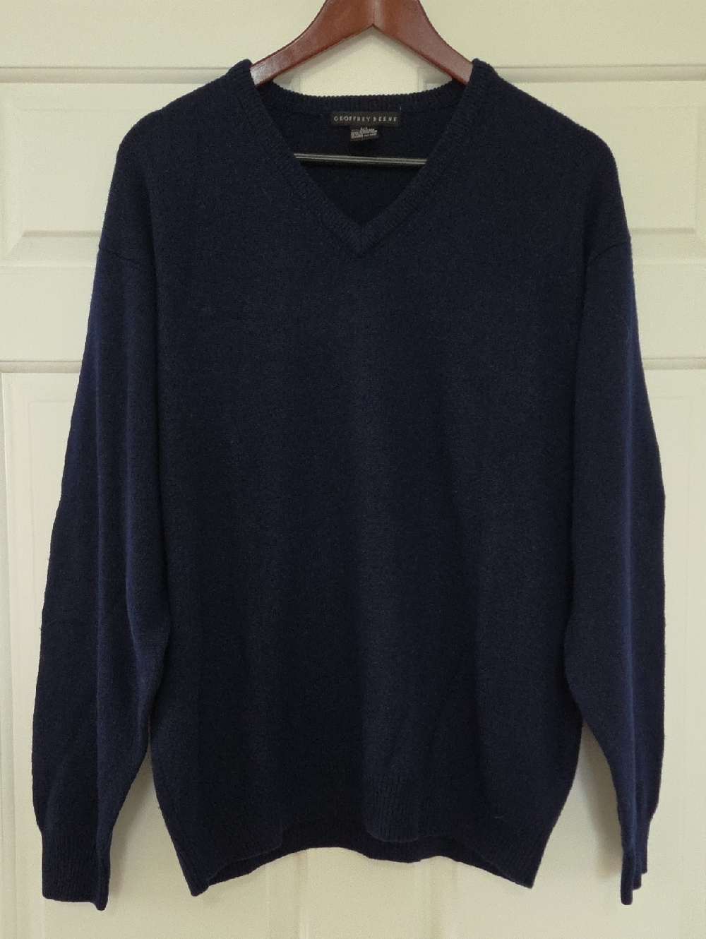 Vintage Geoffrey Beene Cashmere Vee Neck Sweater Made In Hong Kong
